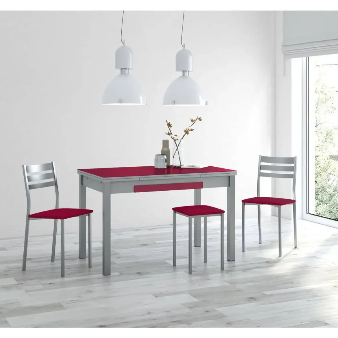 Taburete de Cocina de Metal con Asiento Tapizado 780/AL