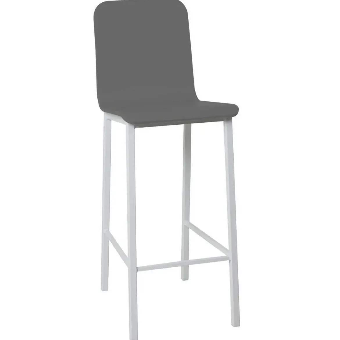 Taburete de Cocina de Metal en Blanco con Asiento de Madera TEBA