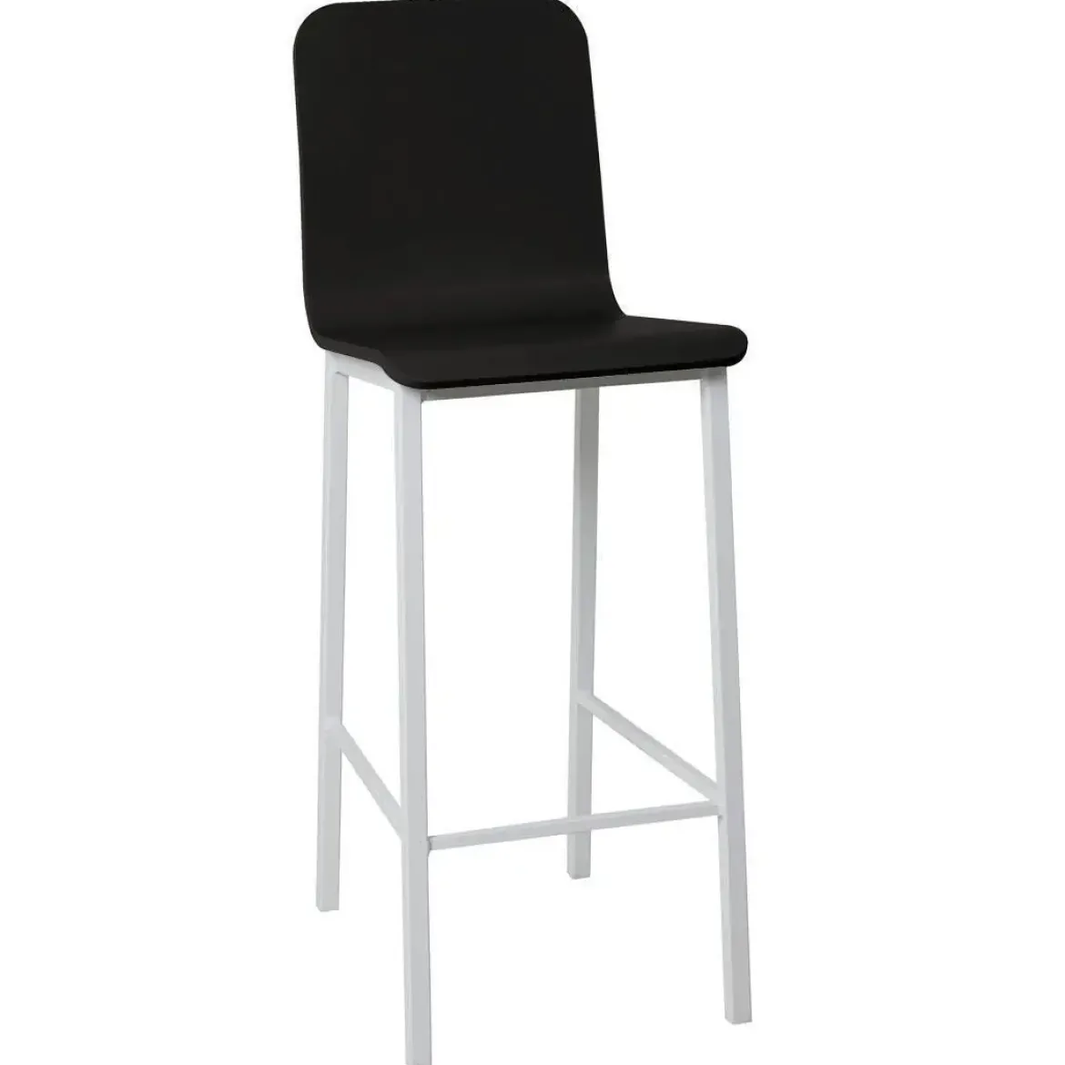 Taburete de Cocina de Metal en Blanco con Asiento de Madera TEBA