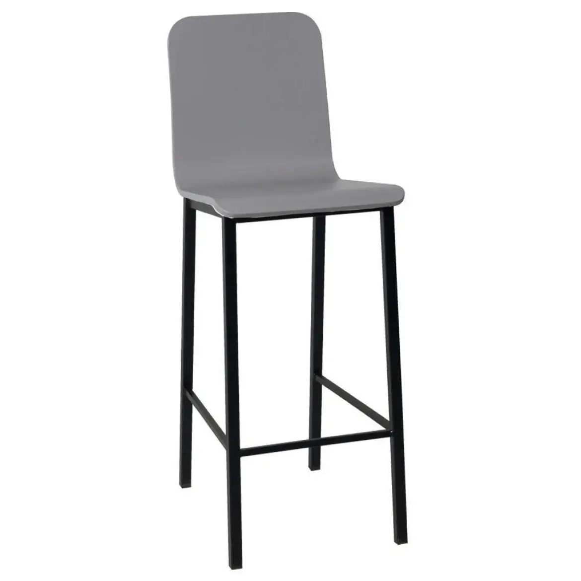 Taburete de Cocina de Metal en Negro con Asiento de Madera TEBA