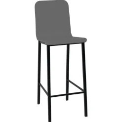 Taburete de Cocina de Metal en Negro con Asiento de Madera TEBA
