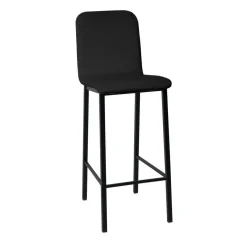 Taburete de Cocina de Metal Negro con Asiento Tapizado TEBA