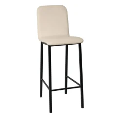 Taburete de Cocina de Metal Negro con Asiento Tapizado TEBA