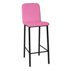 Taburete de Cocina de Metal Negro con Asiento Tapizado TEBA