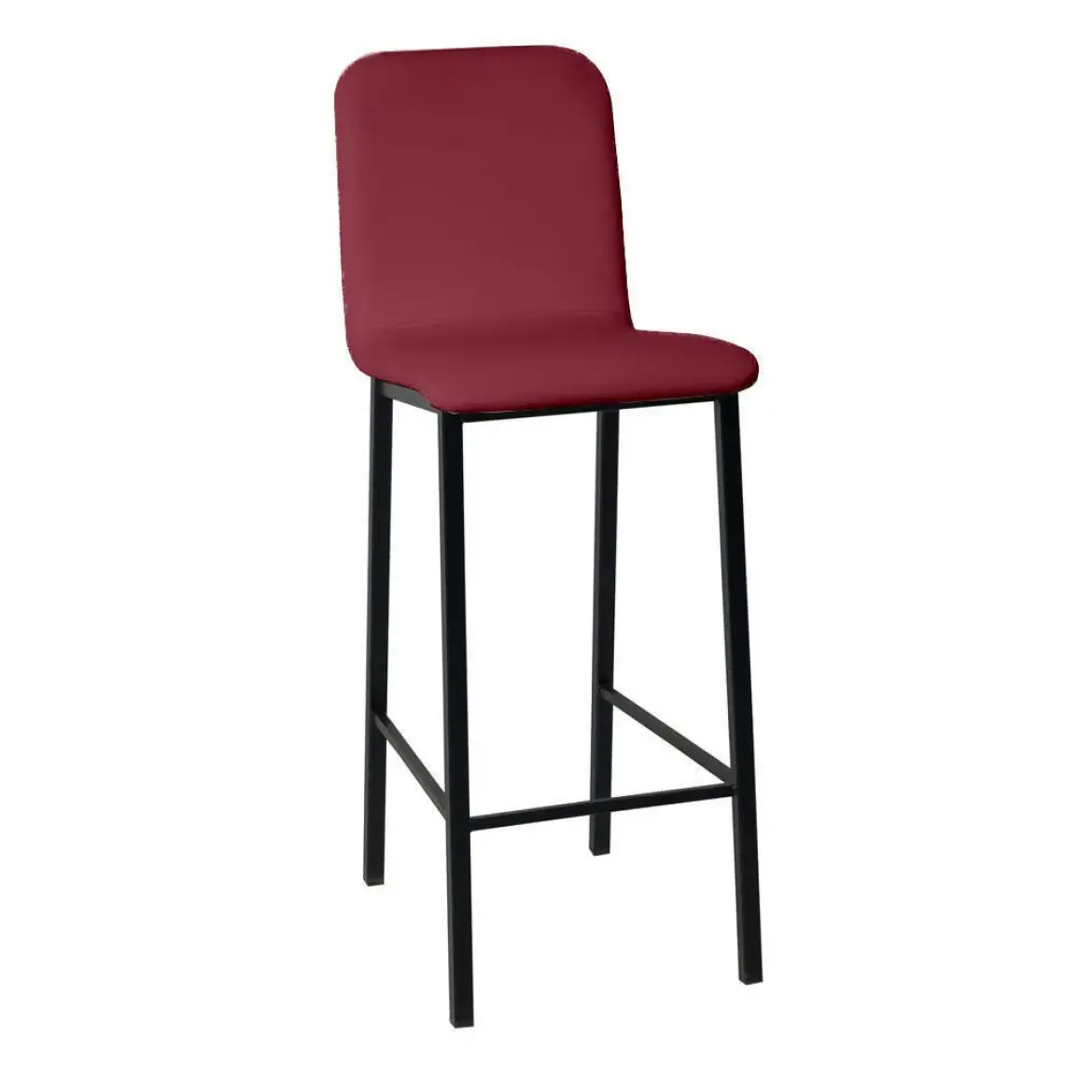 Taburete de Cocina de Metal Negro con Asiento Tapizado TEBA