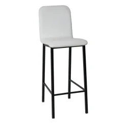 Taburete de Cocina de Metal Negro con Asiento Tapizado TEBA
