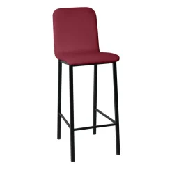 Taburete de Cocina de Metal Negro con Asiento Tapizado TEBA