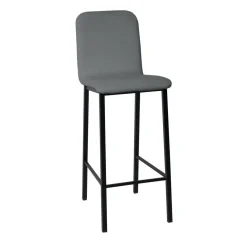 Taburete de Cocina de Metal Negro con Asiento Tapizado TEBA
