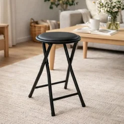 Taburete Plegable Metálico Negro TOBY 30 cm 22930014