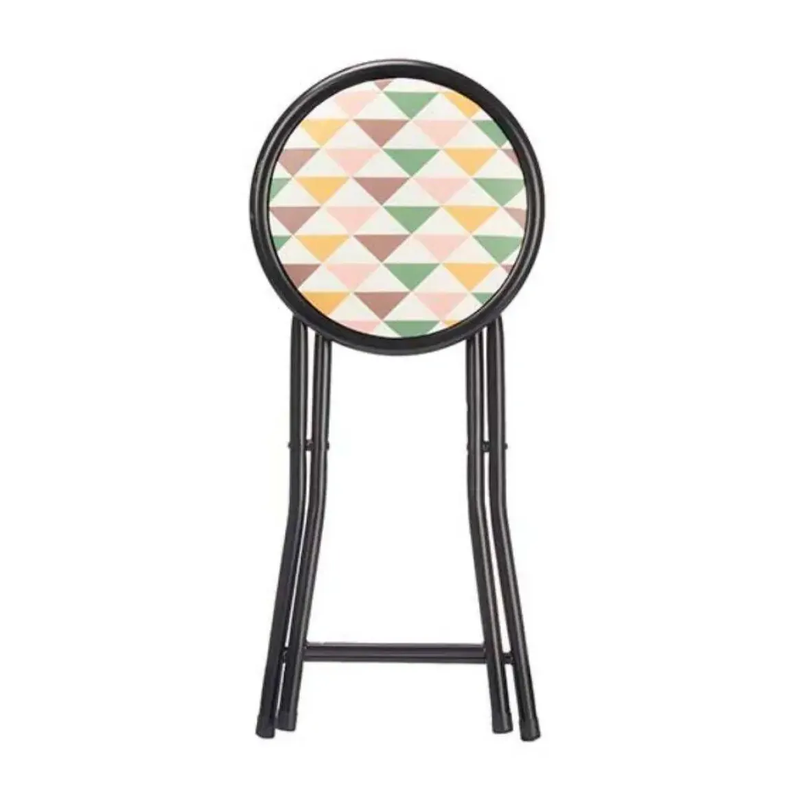 Taburete Plegable P.V.C. con Asiento de Diseño Geométrico y Patas de Metal Negras GEOMETRIC 73052