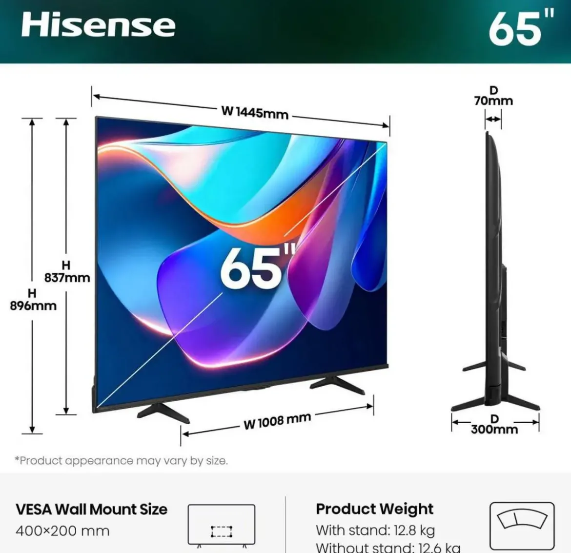 Televisor 65" Hisense 65A6S QLED UHD 4K Smart TV