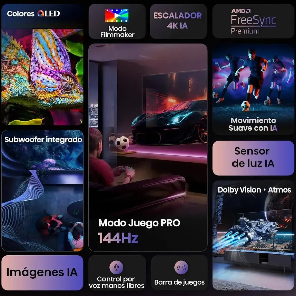 Televisor 100" HISENSE 100E7Q PRO QLED 4K 165Hz Gaming TV