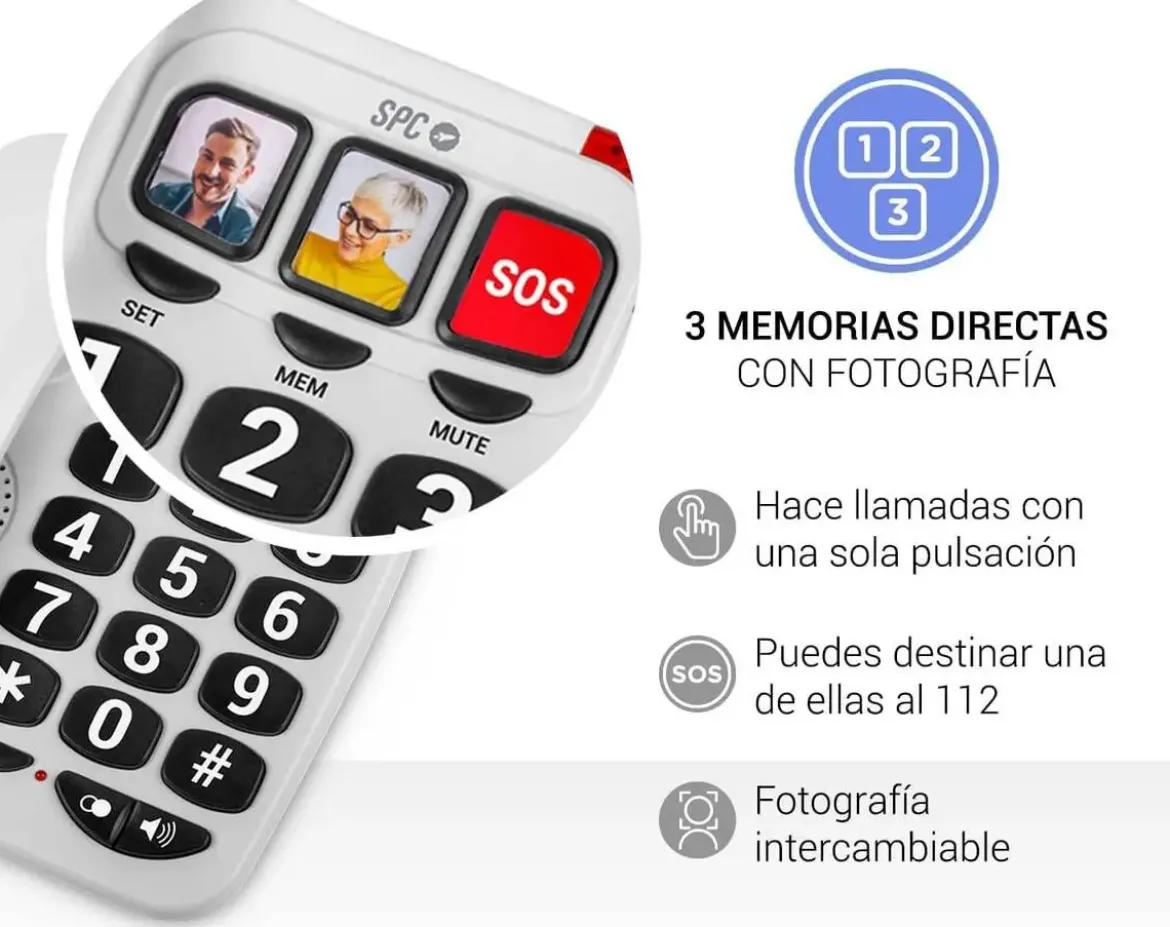 Teléfono SPC Teclas Grandes Confort Numbers 2 Blanco 3295B