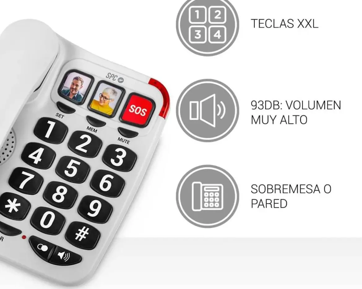 Teléfono SPC Teclas Grandes Confort Numbers 2 Blanco 3295B