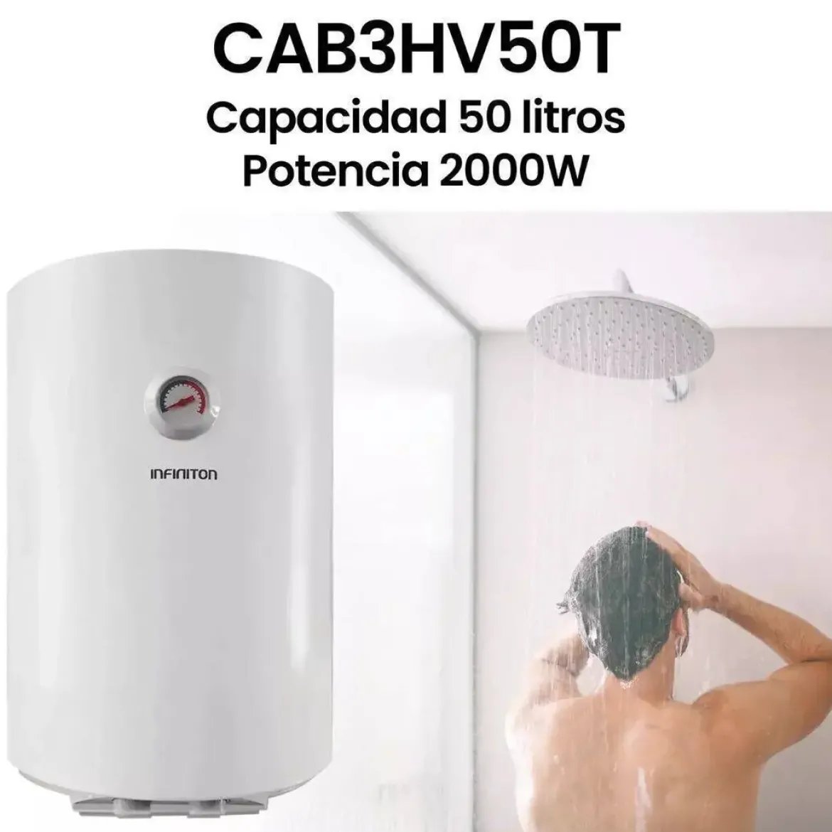 Termo Eléctrico INFINITON 50 Litros Doble Posición Clase C CAB3HV50T