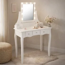 Tocador con Espejo y Luces LED Blanco Glam 22010042