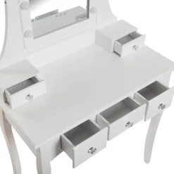 Tocador con Espejo y Luces LED Blanco Glam 22010042