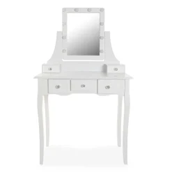 Tocador con Espejo y Luces LED Blanco Glam 22010042