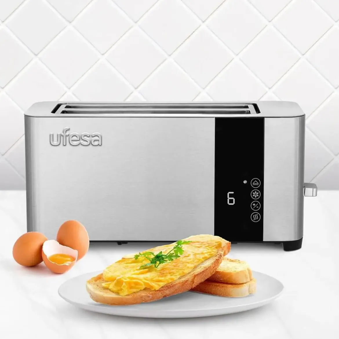 Tostadora Ufesa 2 Ranuras Largas Inox Digital 1400W Duoplusdelux