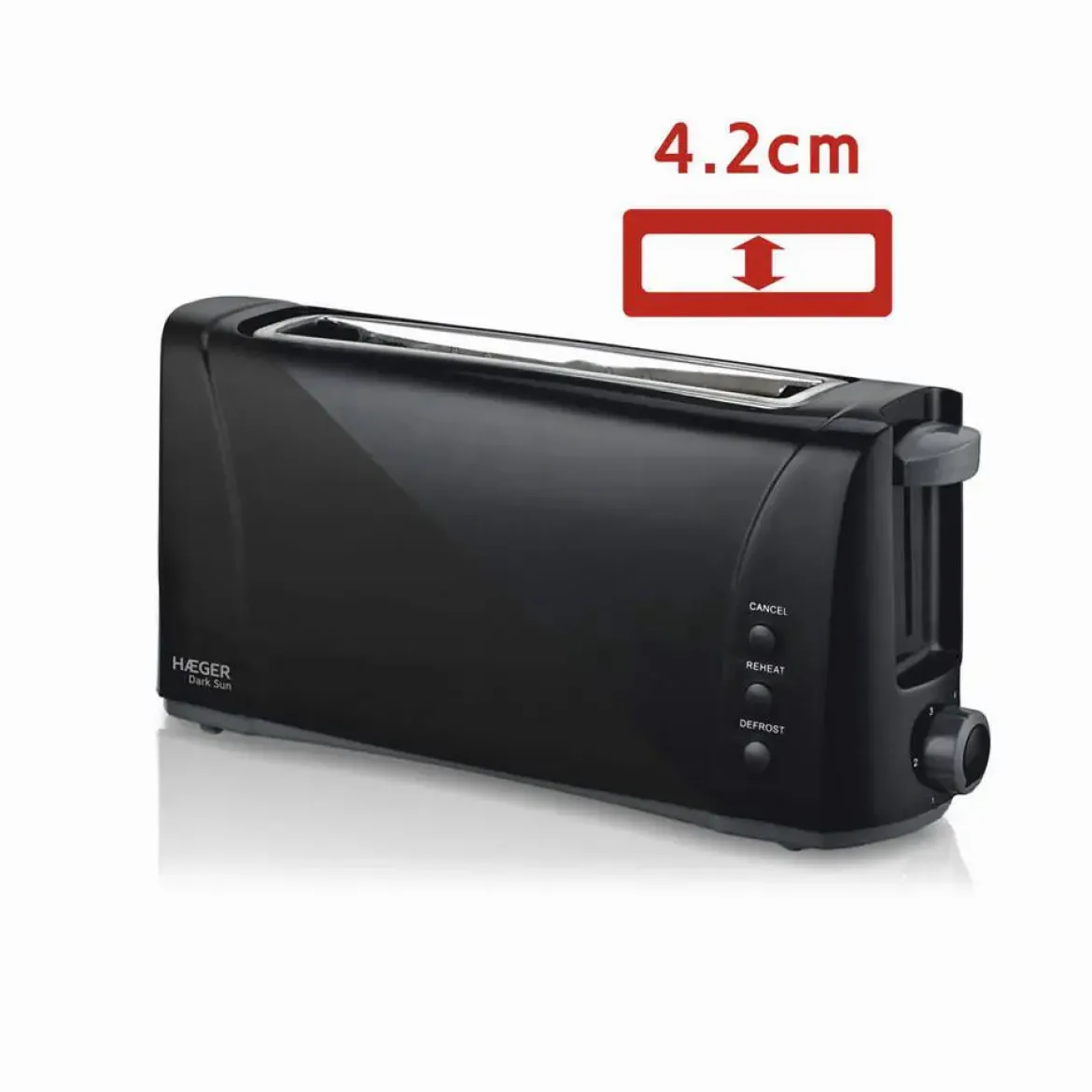 Tostador de Pan Ranura Larga Multifunción 1000W HAEGER DARK SUN TO100007A