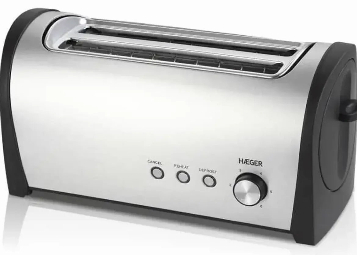 Tostador HAEGER 2 Ranuras Largas Inox Desayuno Plus Multifunción TO14D010A