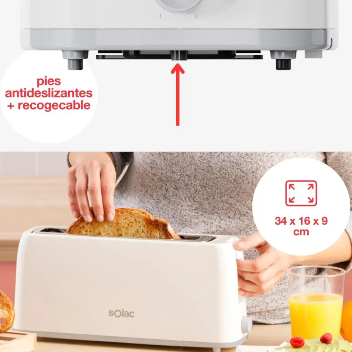 Tostador SOLAC 1 Ranura Larga Blanco TL5418
