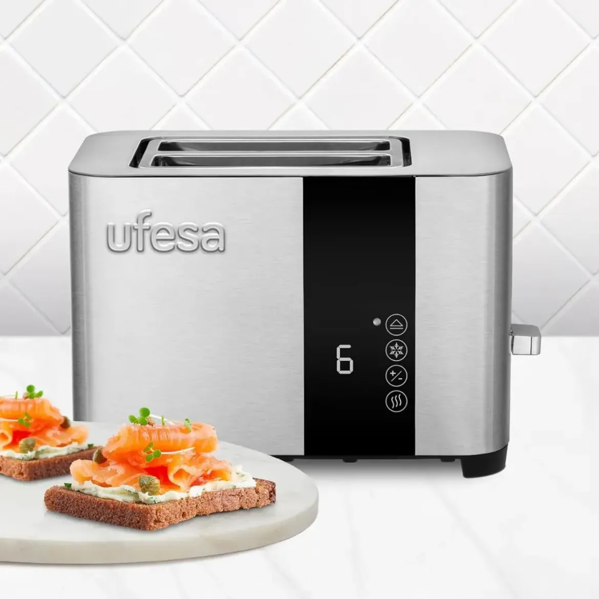 Tostador UFESA 2 Ranuras Cortas Digital Acero Inoxidable 850 WDUODELUX