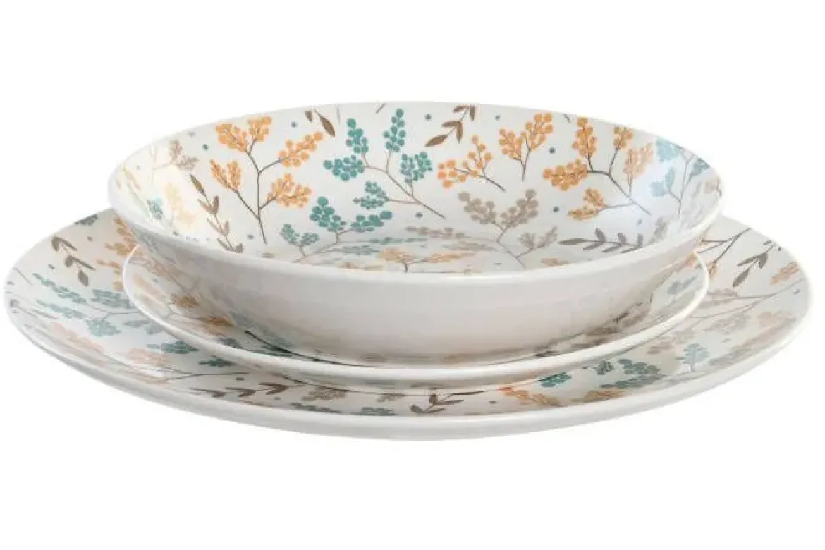 Vajilla de 18 Piezas con Estampado Floral PC-205122