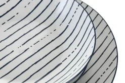 Vajilla de Porcelana de 18 Piezas Rayas Azul PC-219213