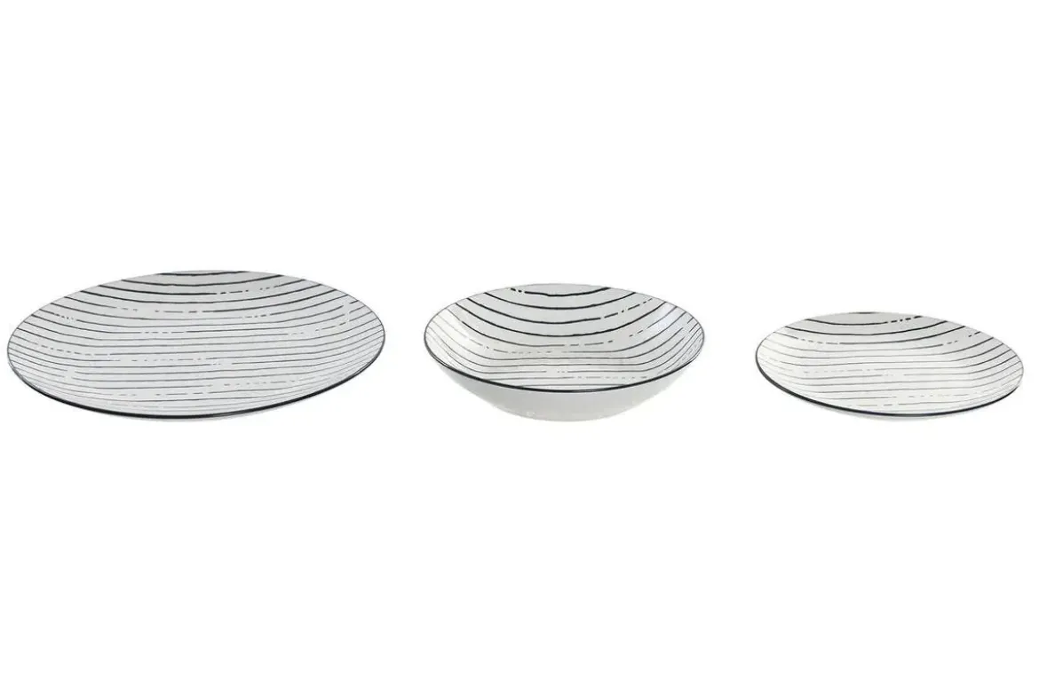 Vajilla de Porcelana de 18 Piezas Rayas Azul PC-219213
