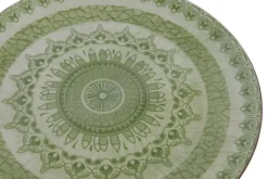 Vajilla de Porcelana 18 Piezas Color Verde Diseño de Mandala PC-228231