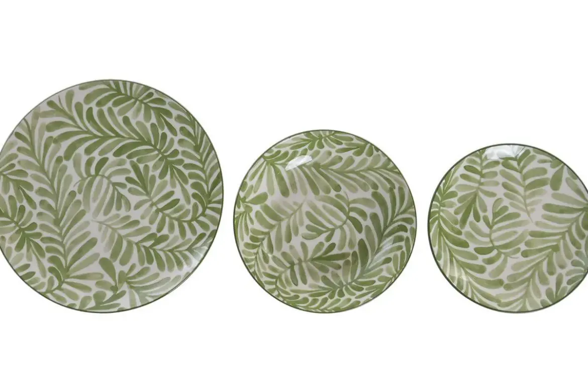 Vajilla de Porcelana 18 Piezas con Hojas Verdes PC-233629