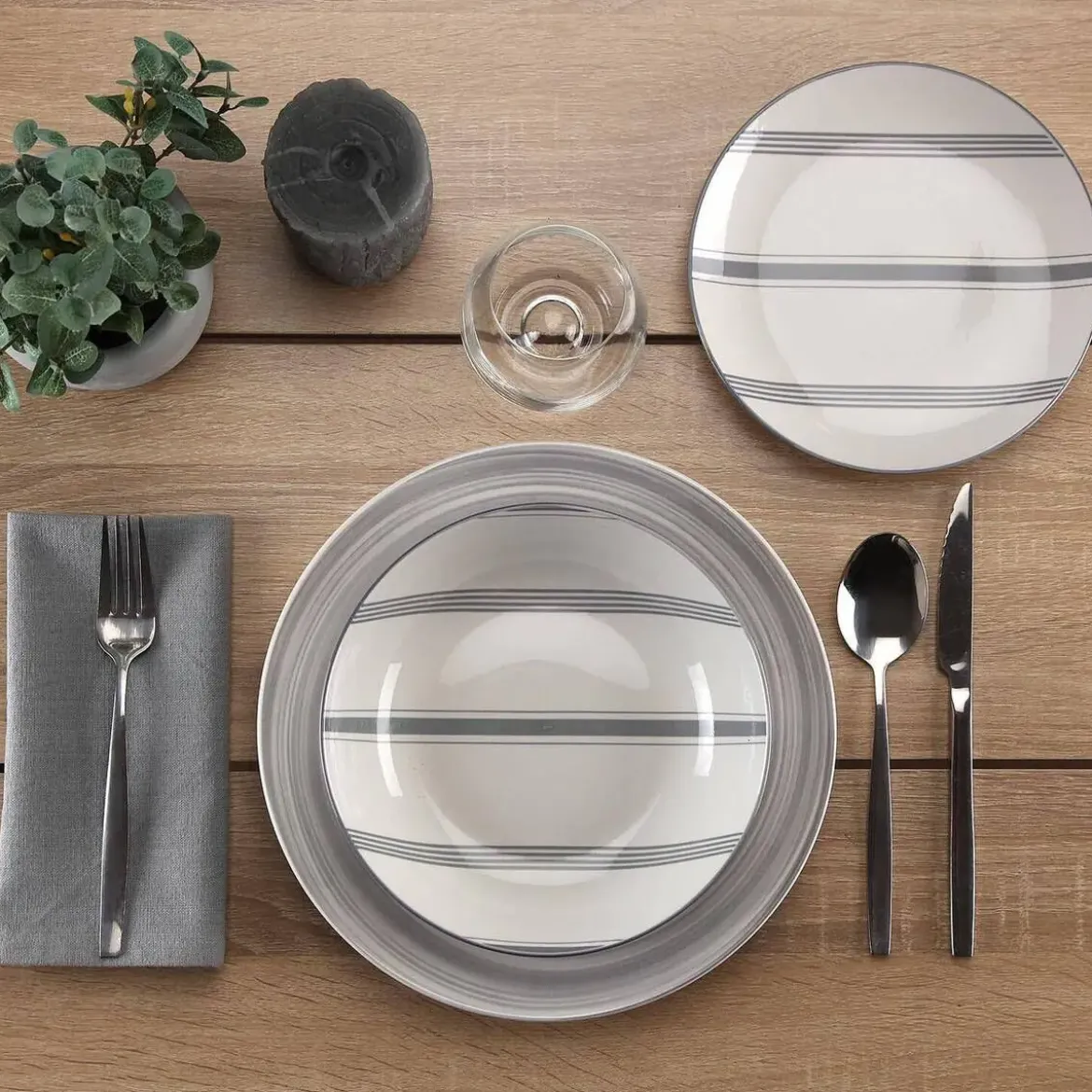 Vajilla 18 Piezas Vortex Gris Porcelana 22590050