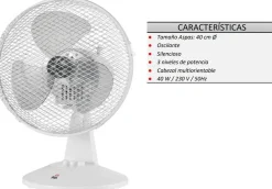 Ventilador sobremesa FM 40cm blanco 3 aspas SB-140