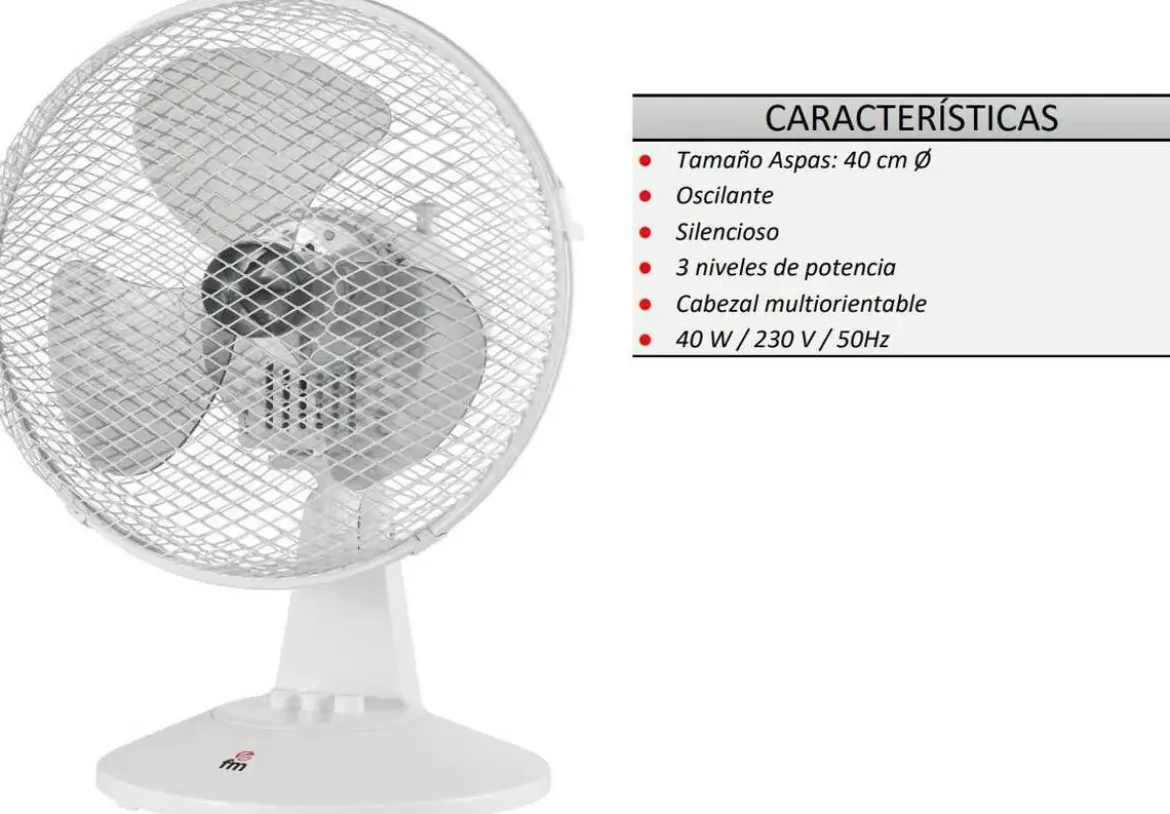 Ventilador sobremesa FM 40cm blanco 3 aspas SB-140