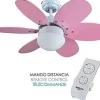 Ventilador Techo Bastilipo Aguadulce 75cm 6 Palas Rosa/Celeste Mando 2833