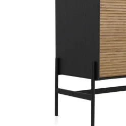 Vitrina chapada en fresno negro con estantes y 2 puertas en natural GABAR 10972