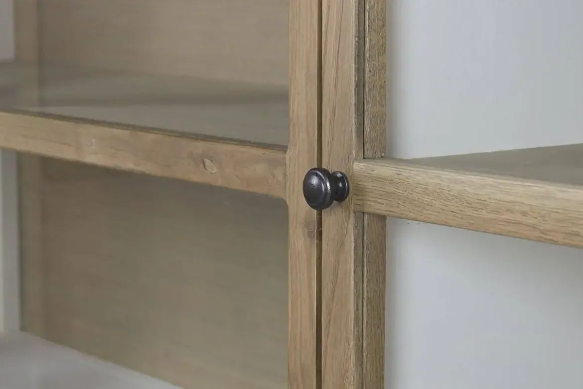 Vitrina de Madera de Acacia con 9 Puertas de Cristal MB-228434