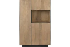 Vitrina de Madera de Mango y Cristal con Estantes MB-221963