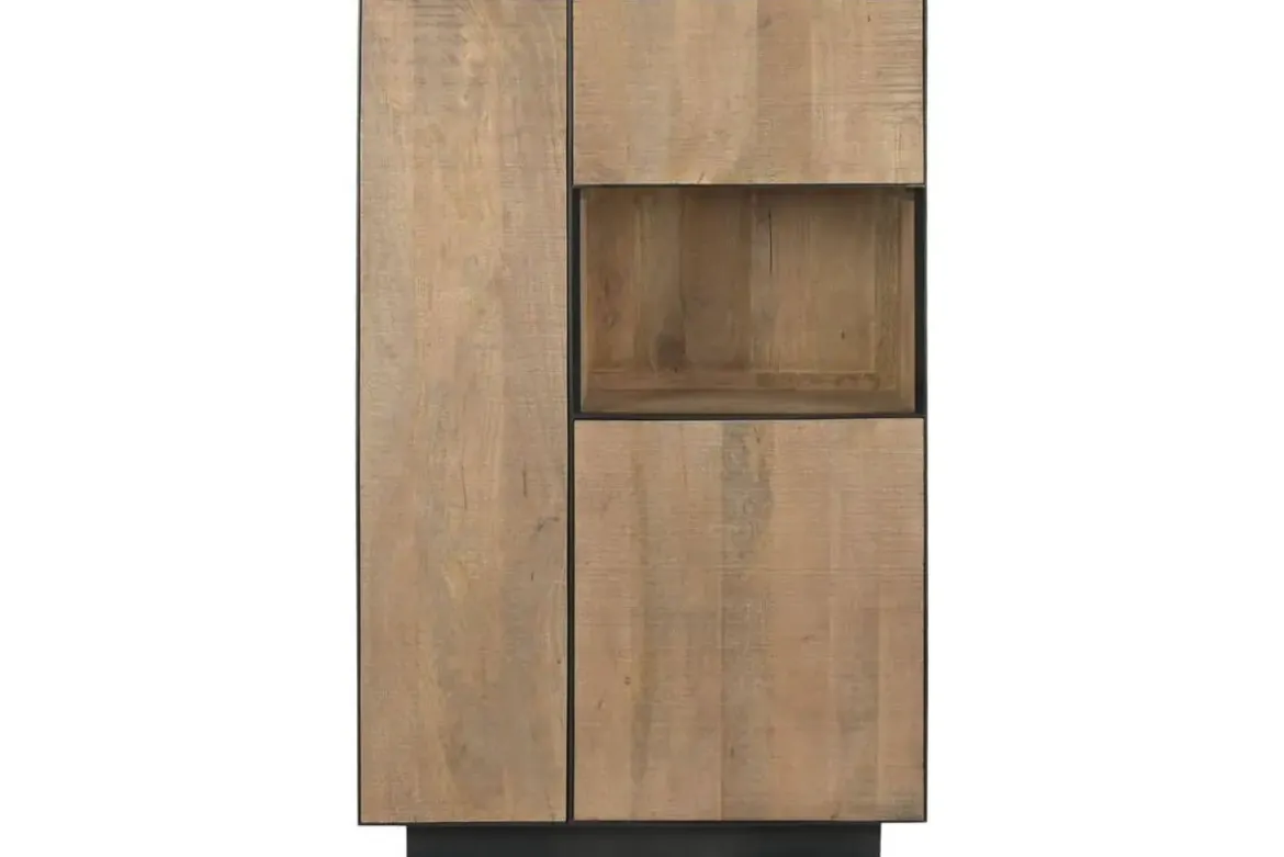 Vitrina de Madera de Mango y Cristal con Estantes MB-221963