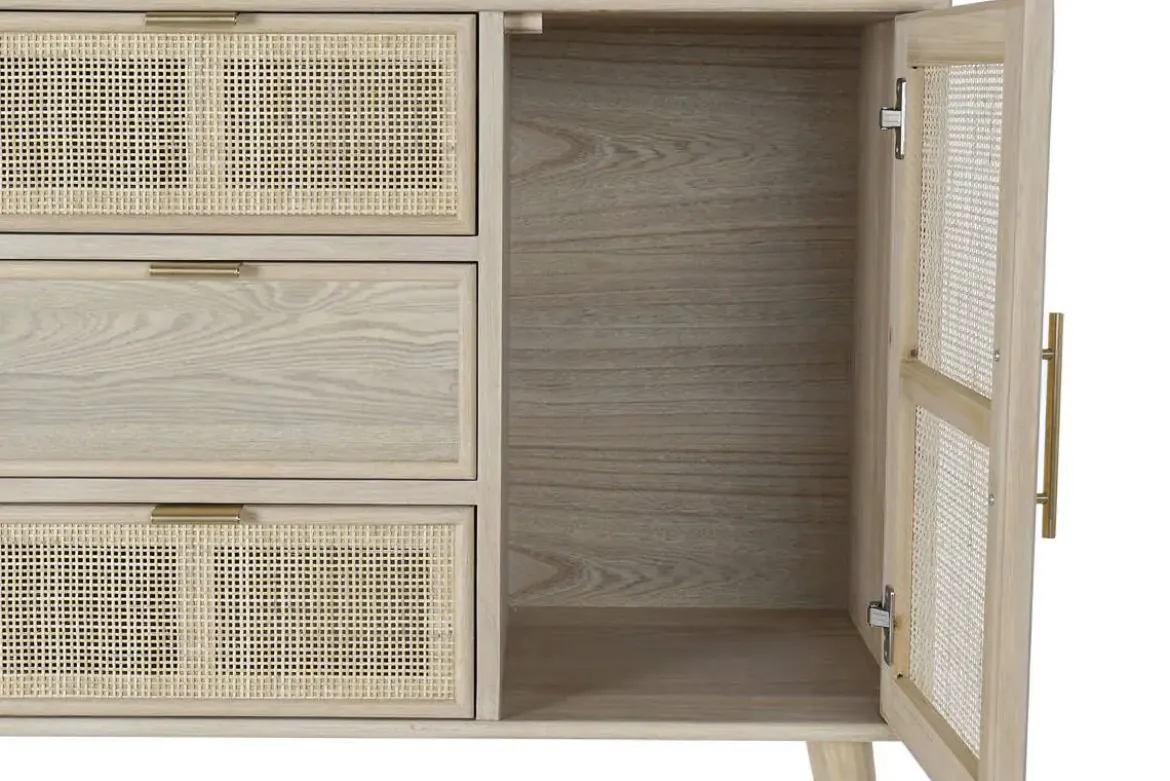 Vitrina de Madera Paulownia y MDF con Rejilla Natural MB-171759