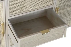 Vitrina de Madera Paulownia y MDF con Rejilla Natural MB-171759