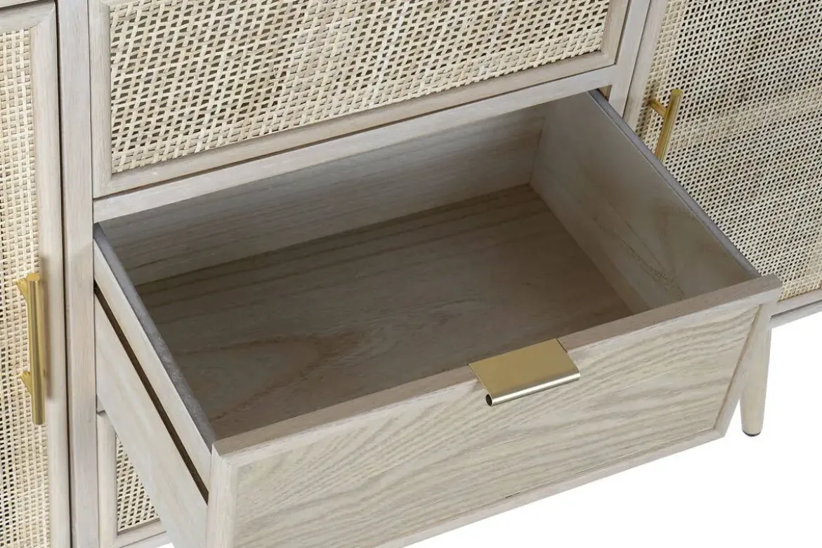 Vitrina de Madera Paulownia y MDF con Rejilla Natural MB-171759