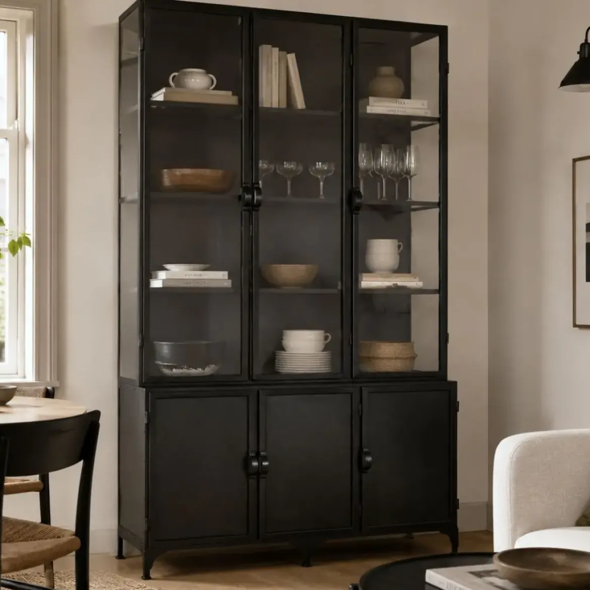 Vitrina de Metal XXL con Puertas de Cristal y Metal MB-217961
