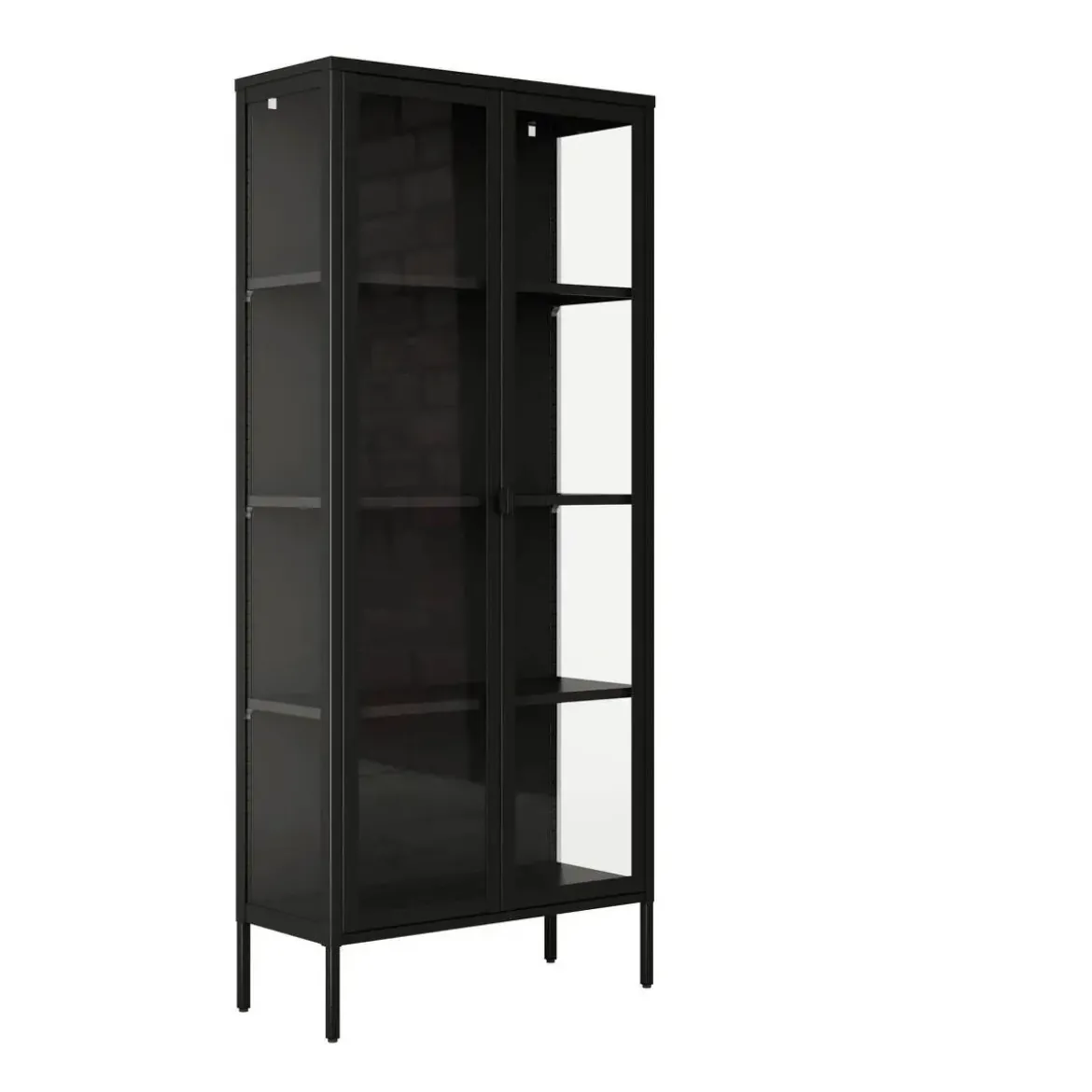 Vitrina de 2 Puertas de 80x185 cm Estructura de Metal Puertas de Cristal con Estantes Ajustables TITANIA