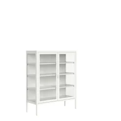 Vitrina de 2 Puertas de 90X110 cm Estructura de Metal Puertas de Cristal con Estantes Ajustables TITANIA