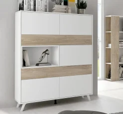Vitrina de Salón Color Blanco y Roble SOTO C029SOTOVIT BLE