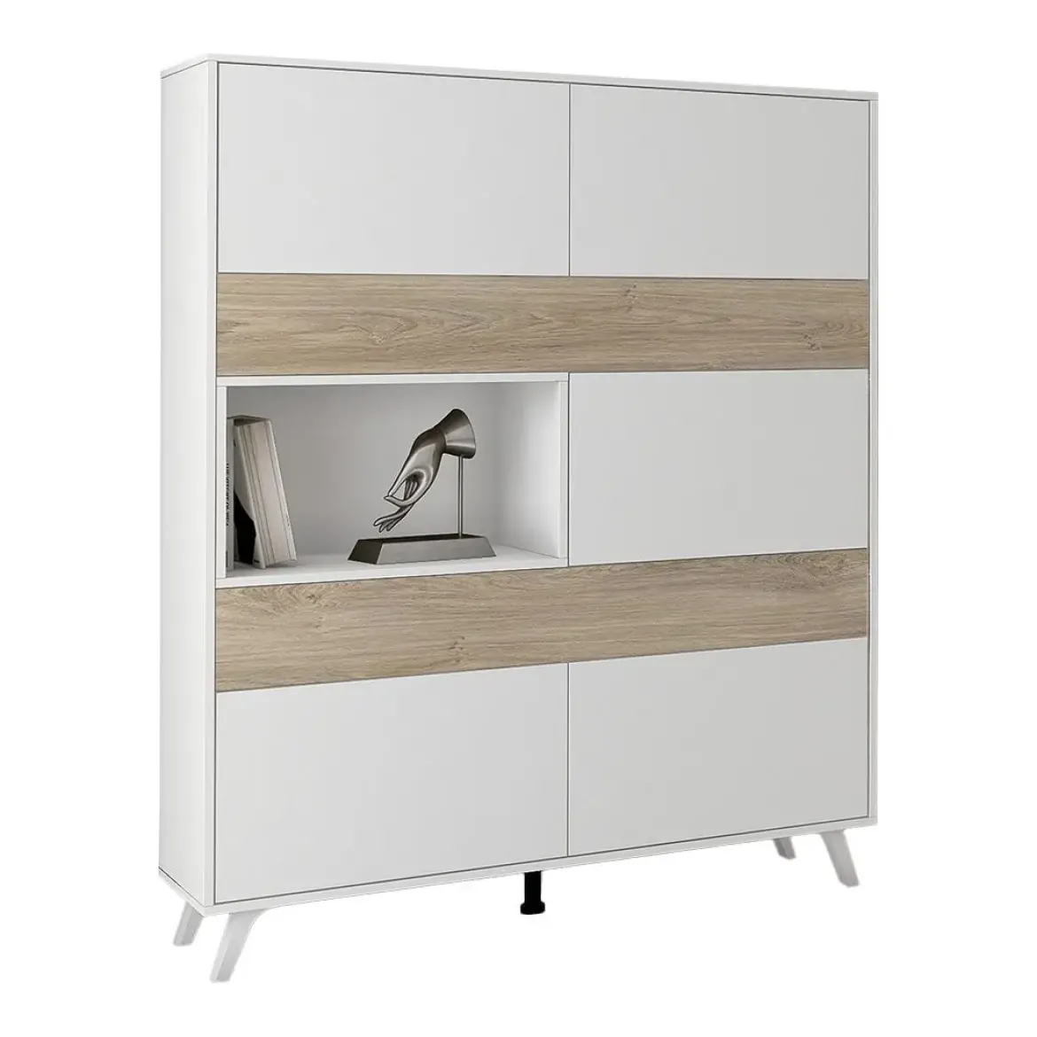 Vitrina de Salón Color Blanco y Roble SOTO C029SOTOVIT BLE