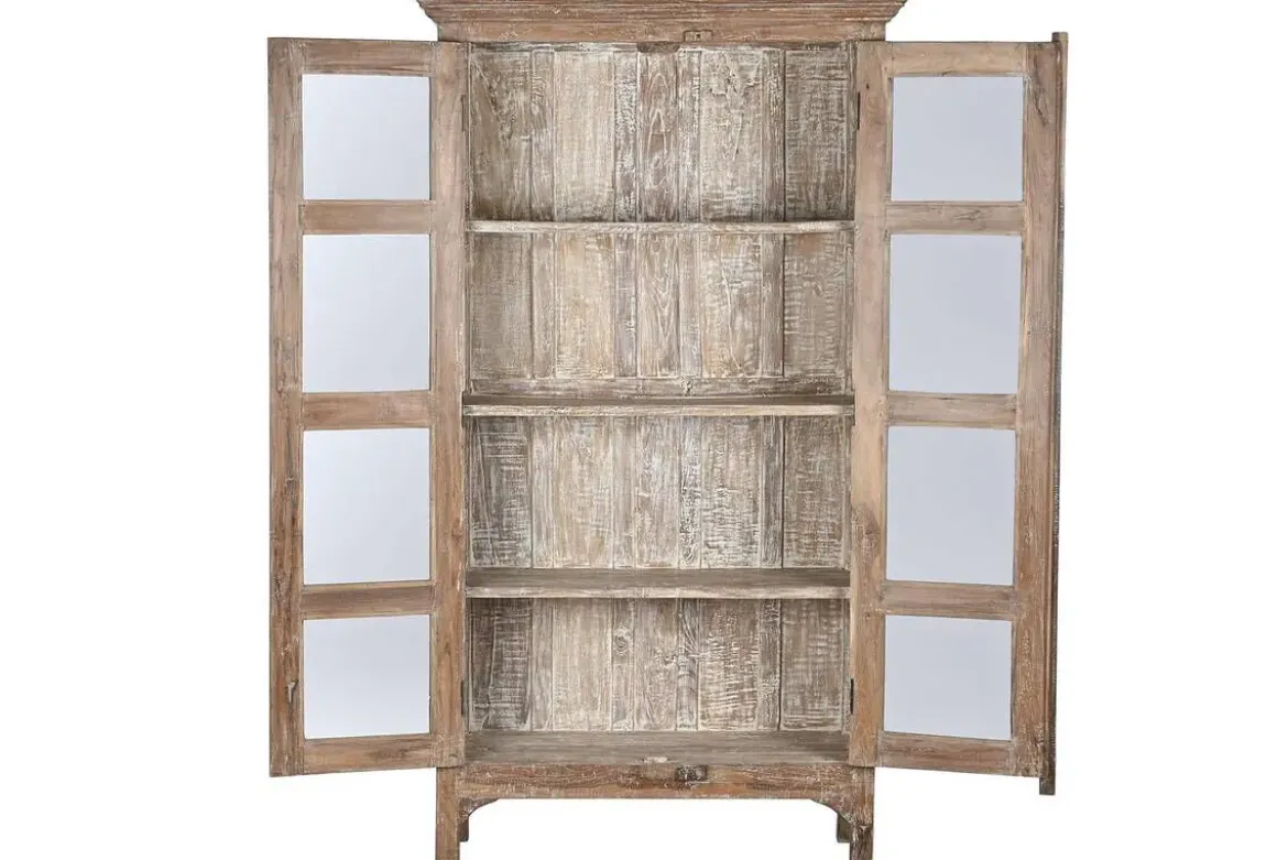 Vitrina de Salón de Madera Reciclada con Acabado Antiguo MB-213755