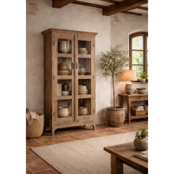 Vitrina de Salón de Madera Reciclada con Acabado Antiguo MB-213755
